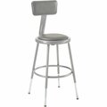Interion By Global Industrial Interion Steel Shop Stool w/Backrest and Padded Seat, Adjustable Height 19, 27, GRY, 2PK 244872